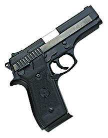PT945 Taurus Model hand gun: Barrel Length 4.25 inches Weight 29.5 Oz. Sights Drift Adjustable, Front and Rear, Firing Pin Floating, Safety Manual/De-Cocker Lever, Firing Pin Block, Chamber Load Indicator 